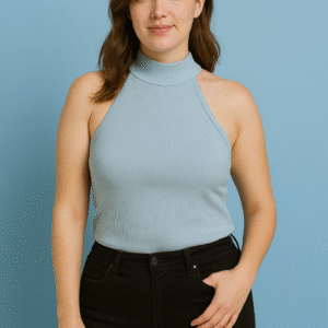 Blusa de cuello alto sin mangas estilo elegante – Talla S