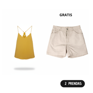 Codigo-1 Puntos 20 Top Mostaza Escote Festoneado Talla S + Short GRATIS Talla 29 | Envío Gratis