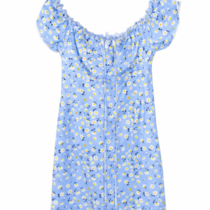 Codigo-42  Puntos 20 Vestido azul floreado hombros descubiertos | Talla S (da hasta M) | Envío gratis
