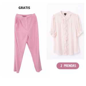 Codigo-27 Puntos 20 Camisa rosada elegante con olanes Talla XL + Pantalón Talla 16 | ENVÍO GRATIS