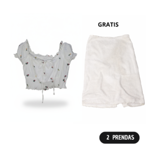 Codigo-19 Puntos 15 Top Crop Floral Bordado Talla M + Falda Talla 6 – ¡Envío GRATIS!