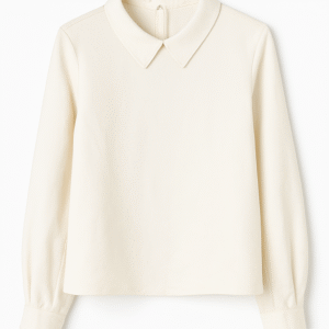 Codigo-24 Puntos 15  Blusa blanca elegante cuello clásico  Talla S | ENVÍO GRATIS