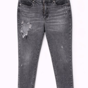 Jeans Skinny Gris Oscuro con Desgastes