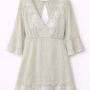 Codigo-55 Puntos 20: Vestido verde claro con encaje manga 3/4 talla L | Envío gratis