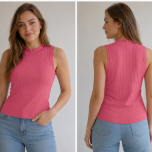 Codigo-101 Blusa Elegante Plisada Rosa Sin Mangas - Talla XL