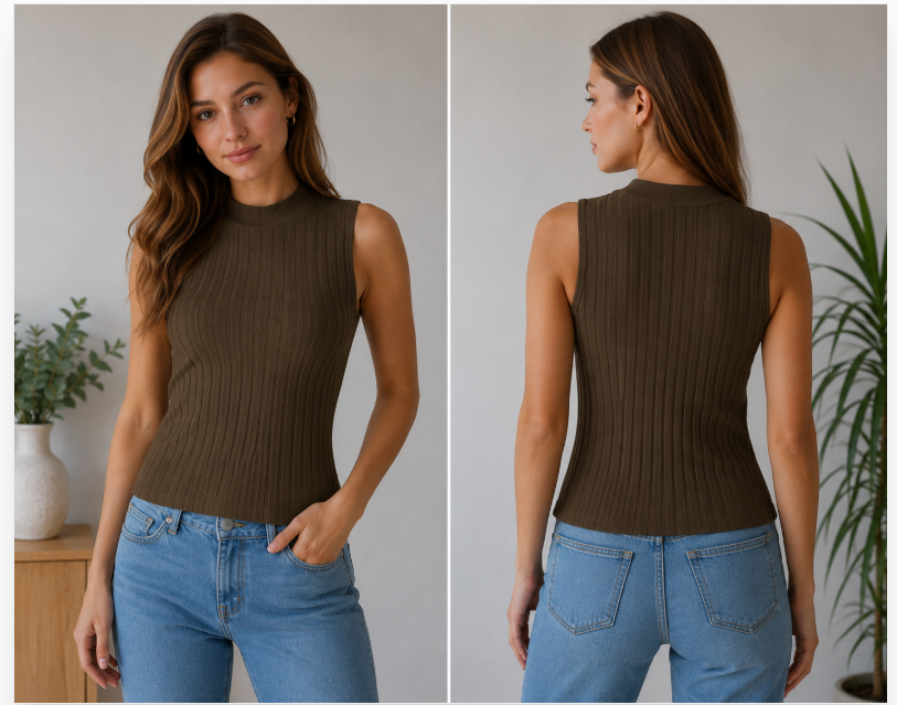 Blusa Elegante Plisada Sin Mangas – Talla XL