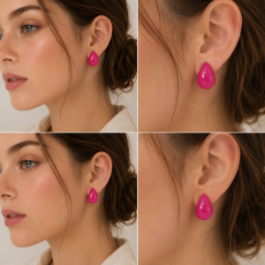 Código-108-Aretes Acrílicos Gota Fucsia para Mujer