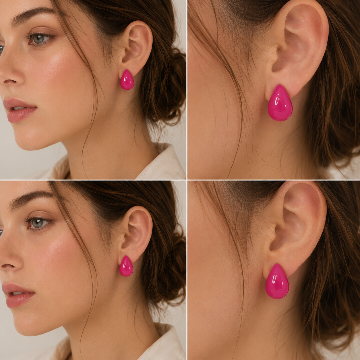 Código-108-Aretes Acrílicos Gota Fucsia para Mujer - Imagen 2