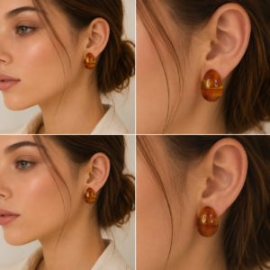 Código-108-Aretes Acrílicos Gota Café Ámbar para Mujer