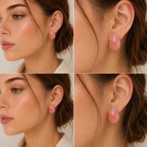 Código-108-Aretes Acrílicos Gota Rosa Coral para Mujer
