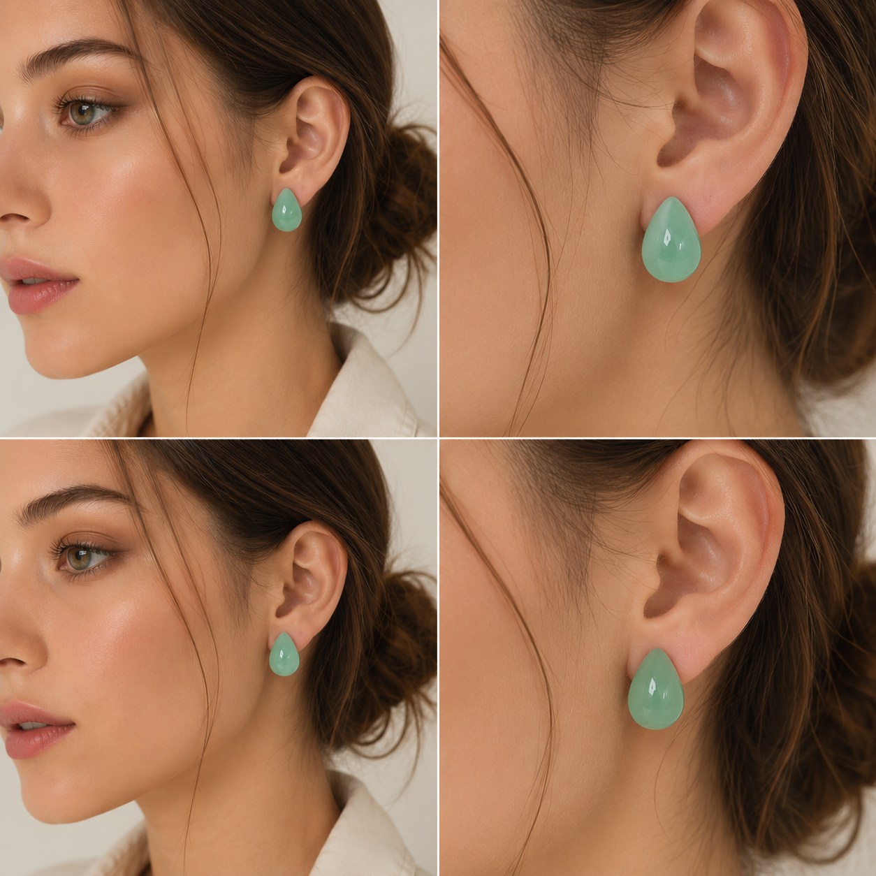 Código-108-Aretes Acrílicos Gota Verde Menta para Mujer