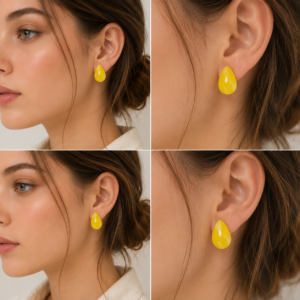 Código-108-Aretes Acrílicos Gota Color Amarillo para Mujer