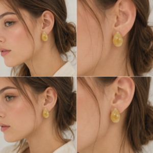 Código-108-Aretes Acrílicos Marmoleados Color Ámbar para Mujer