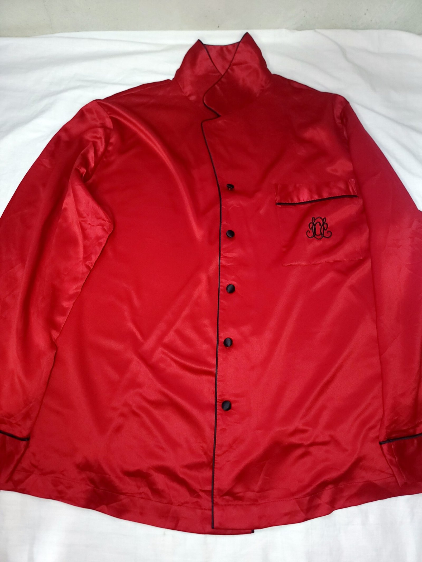 Pijama roja de manga larga con cuello alto y bolsillos – Talla PL - Imagen 4