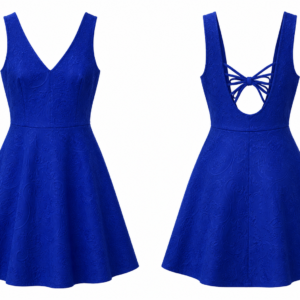 Vestido azul rey sin mangas con detalle en el escote – Talla L