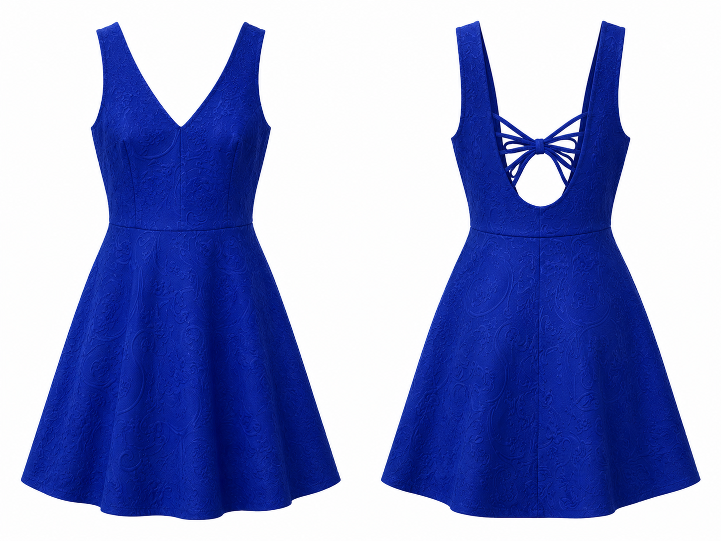 Vestido azul rey sin mangas con detalle en el escote – Talla L