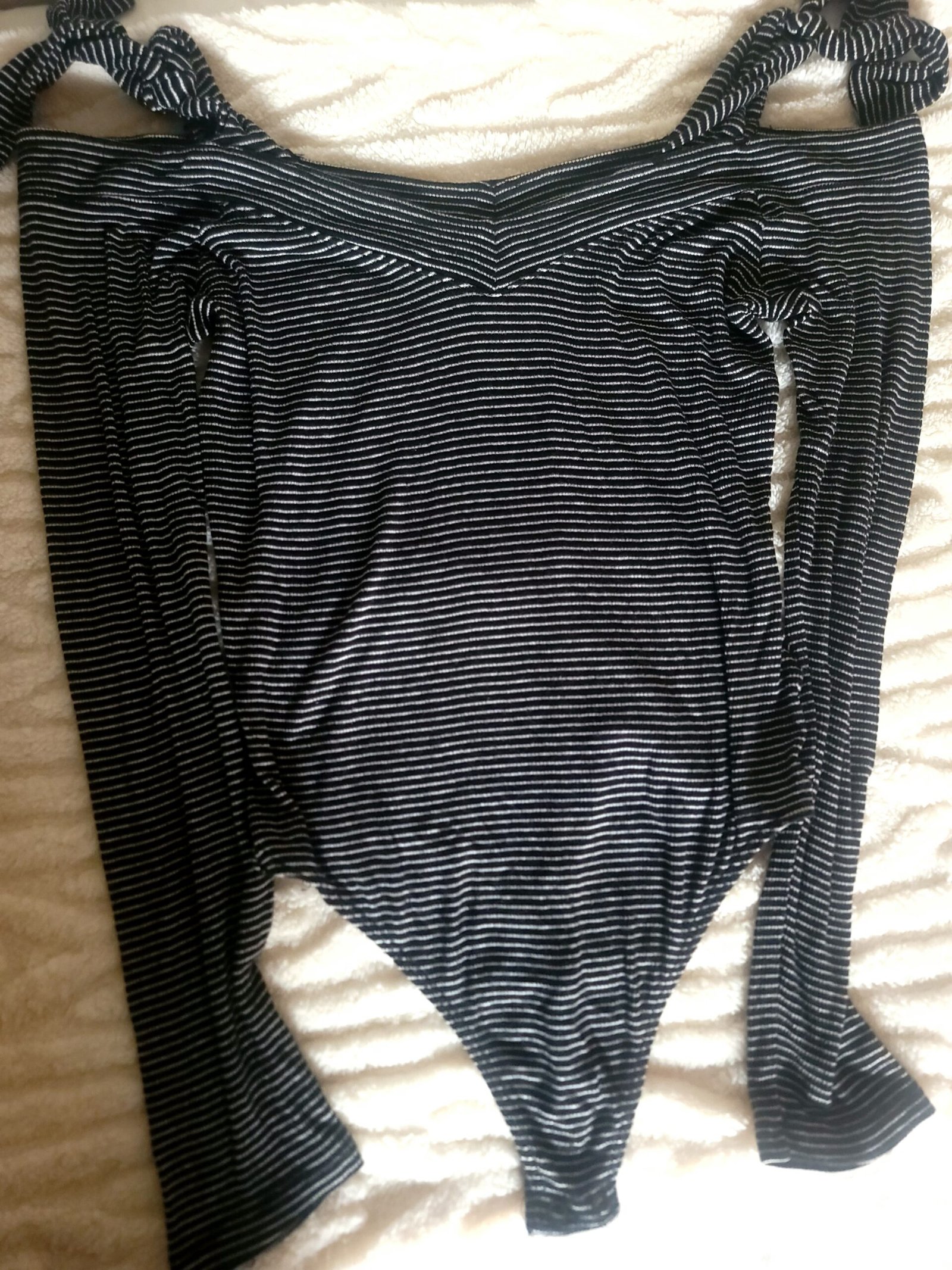 Body de Manga Larga con Estampado de Rayas Finas - Imagen 4