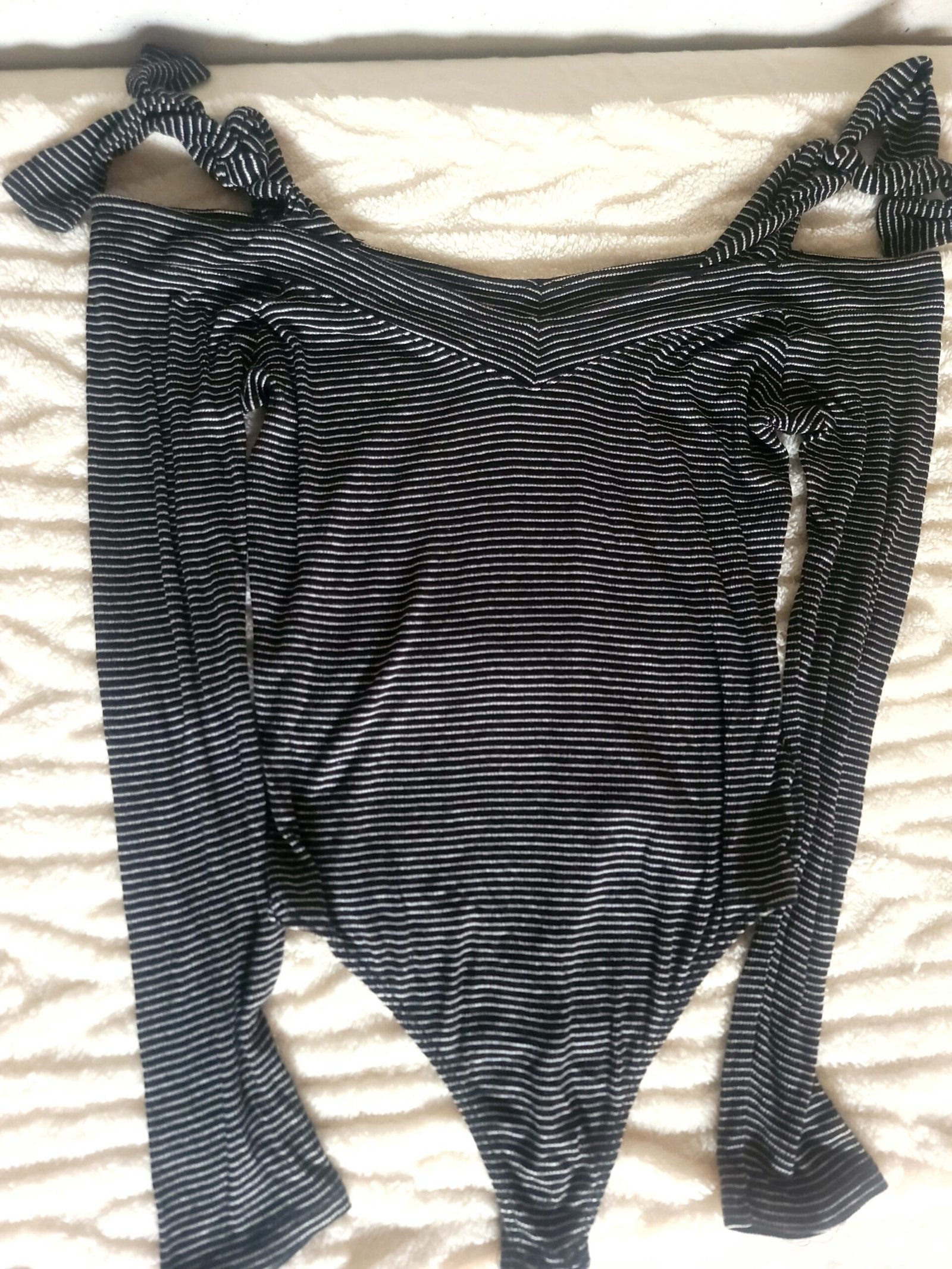 Body de Manga Larga con Estampado de Rayas Finas - Imagen 3