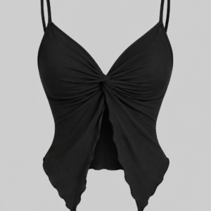 Top de Tirantes con Pliegues en el Pecho Color Negro – Talla L