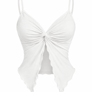 Top de Tirantes con Pliegues en el Pecho Color Blanco – Talla L