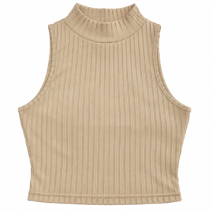 Top de Cuello Alto Sin Mangas Color Beige – Talla L