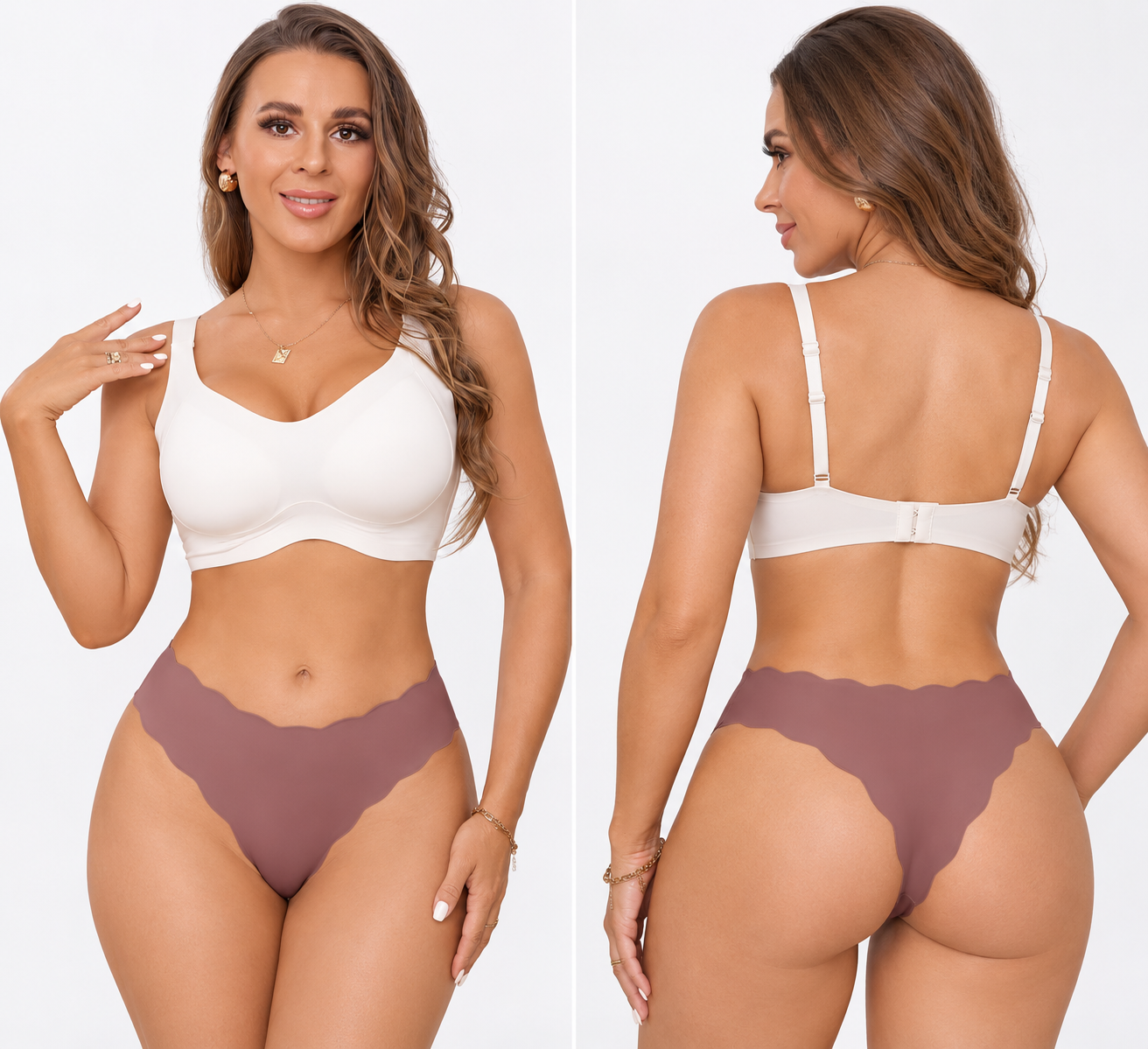 Calzón femenino de corte cómodo con bordes ondulados talla M
