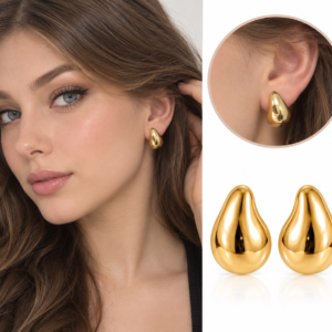 Aretes de Botón con Diseño Curvo