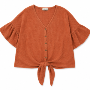 Blusa de Punto con Botones y Mangas Cortas