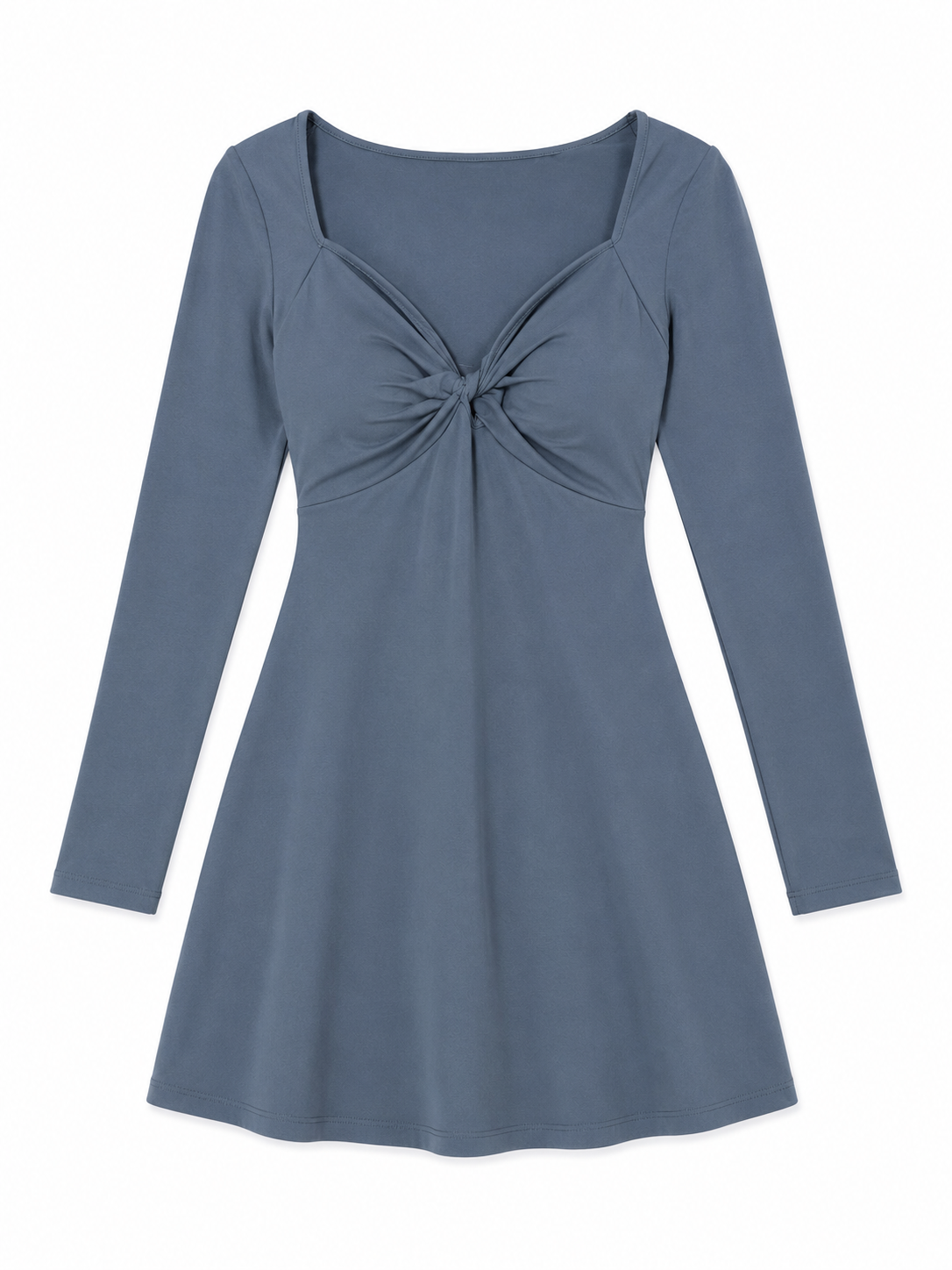 Vestido Corto de Manga Larga con Detalle de Nudo Frontal - Imagen 5