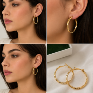 Aretes de Aro con Perlas de Imitación