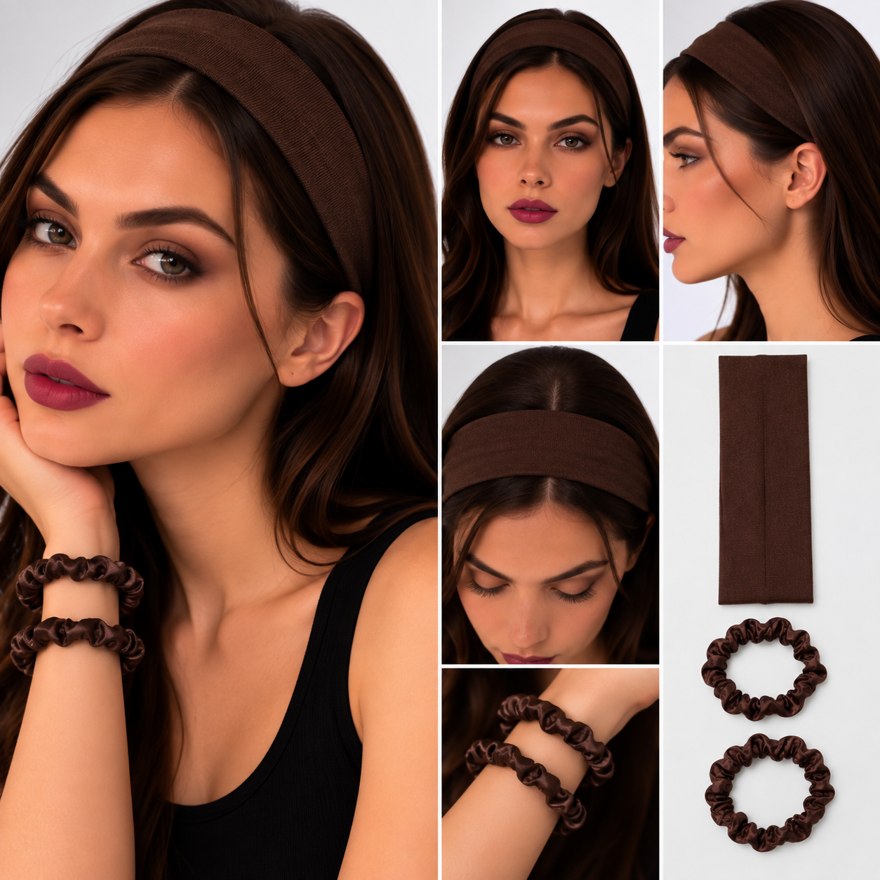 Set de 1 Vincha y 2 Colas para Cabello – 3 Piezas