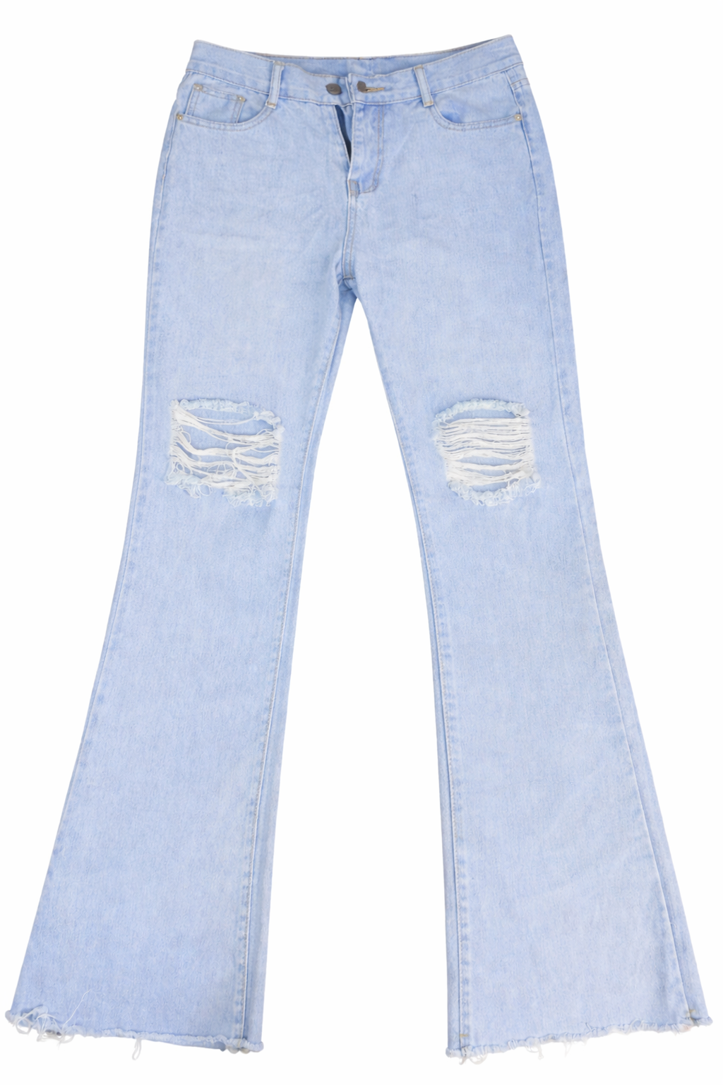 Jeans Rectos con Rasgados en las Rodillas