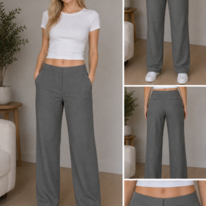 Pantalón de Vestir Gris de Corte Recto