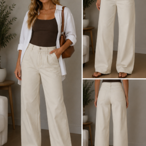Pantalón Casual Color Crema