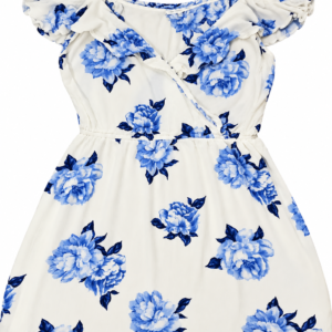 Vestido blanco con flores azules